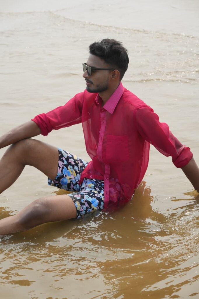 Soumyo Chhatar representing Odisha during beach wear segment at Mission Dreams Mr India pageant Puri